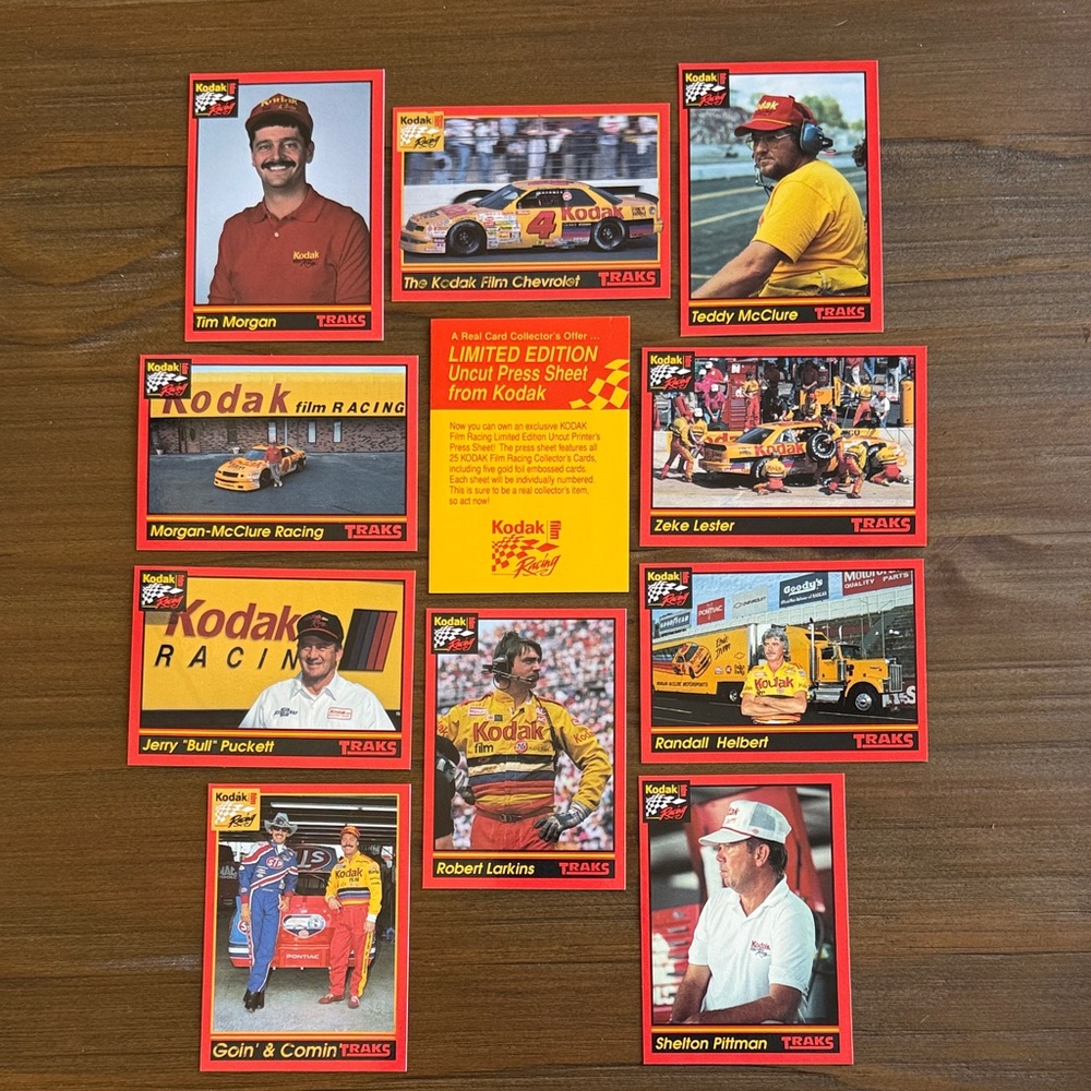 10 card set of  1992 KODAK RACING Trading cards